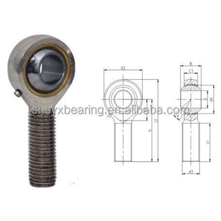 Grease Type Rod End Joint Ball Steel Rod End Bearing POS Male Thread